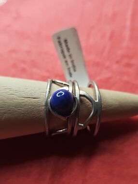Blue Stone Sterling-Style Stackable Women's Ring ...NWT FREE PEOPLE.ADJUSTABLE